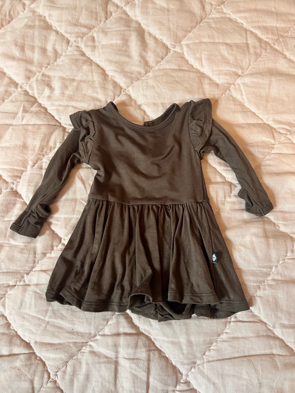 Kyte BABY Brown Long-Sleeve Ruffle Skater Dress